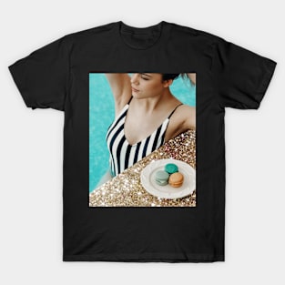 Woman, Girl, Swimming pool, Glitter, Fashion art, Fashion print, Scandinavian art, Modern art, Wall art, Print, Minimalistic, Modern T-Shirt